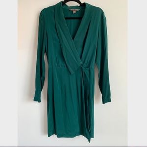 Charlie Jade Emerald green silk wrap dress
